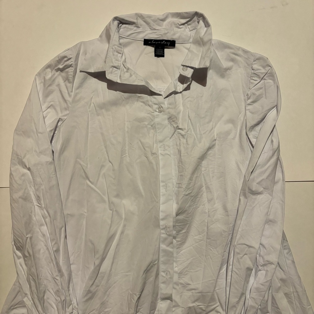 a love story white button down shirt